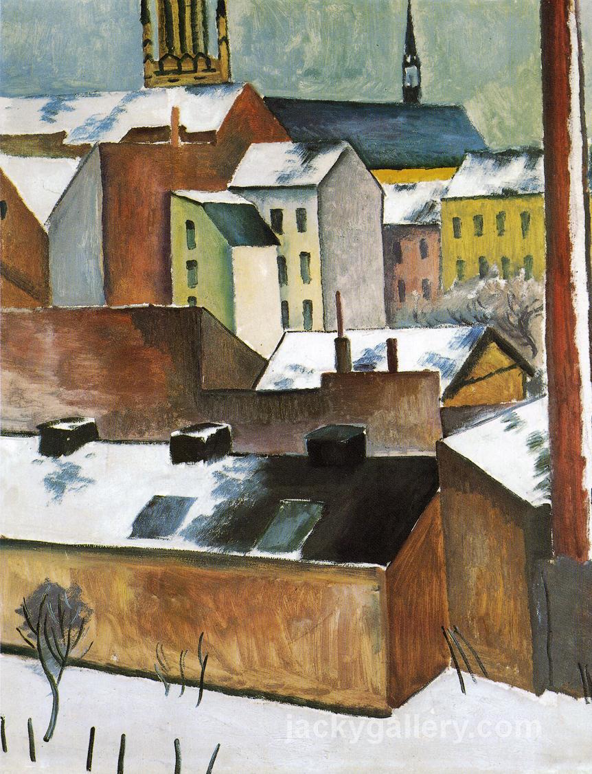 The Church of St. Mary in Bonn in Snow, August Macke painting